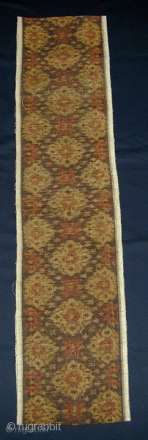 Balinese Double-Ikat Ceremonial Breastcloth (Kamben Geringsing). Tenganan Village. Natural colours. 97 x 23 cms.                   