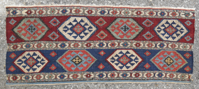 Excellent Shahsavan sumak and kilim mafrash main panel. Very fine weaving. 
Best colors. Mid 19th c. In great condition. FYI in real the panel is much much better than in my pics.  ...