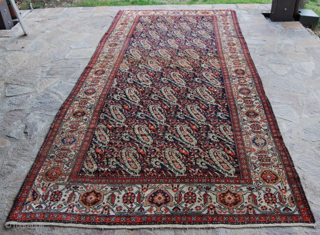 Beautiful Mishan Malayer cm 337x157 or ft 11.0x5.1, end 19th/early 20th century, lovely boteh pattern, good colors & condition, needs smaller restorations.           