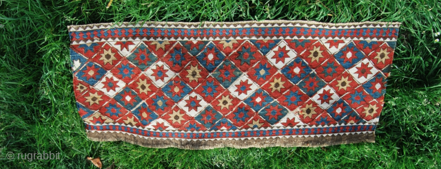 Shahsavan all star mafrash main panel. Cm 41x109. Datable 1880/1900. Great & rare flatweave stars only pattern, the ceiling of the Nomads. One hole right below to report, otherwise in good condition.  ...