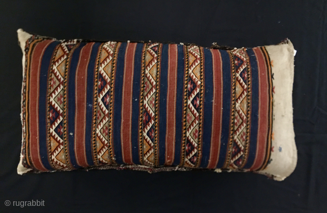 Bergama Kilaz cuval or storage bag.
Western Anatolia, Bergama region, Yuntdag village area.
Kilaz tribal group, Karayagci sub tribe weave.
Size is cm 50x100 ca.
Datable late 19th century.
Awesome natural saturated colors, great indigo blue and  ...