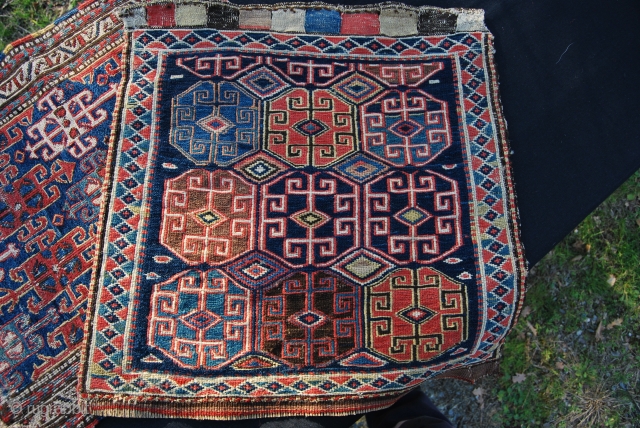 Shahsavan sumack bag face. Cm 52x54. Second half 19th c. Out of an Italian collection. Great saturated colors. In good condition.            