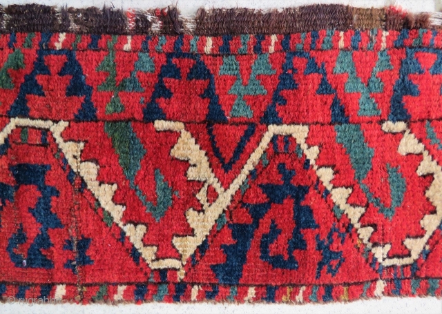 Ersari with Salor flavor. One more fantastic color "Salorish" Ersari main rug fragment. Size is cm 35x180. Do we see dragons here? Dyes are incredibly powerful. Early 19th c.    