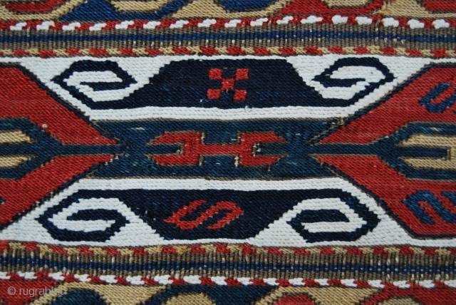 Karabagh (or Shahsavan?!) mafrash/bedding bed side panel. Cm 44x98. Second half 19th century. Very fine weave, lovely saturated colors, great pattern. See John Wertime "SUMAK BAGS", page 177 for a very similar  ...