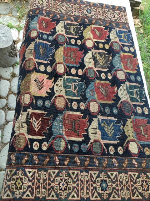 Shirwan Kuba rug fragment. Unlucky, flooded rug, but still powerful.                       