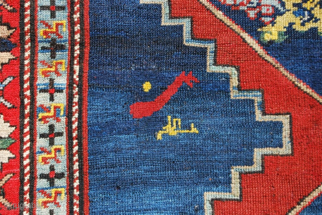 This is a lovely antique Caucasian rug from Karabagh area, datable to the end of 19th/beginning of the 20th century. Great, floral & abstract pattern, good colors, some old restorations. size is  ...