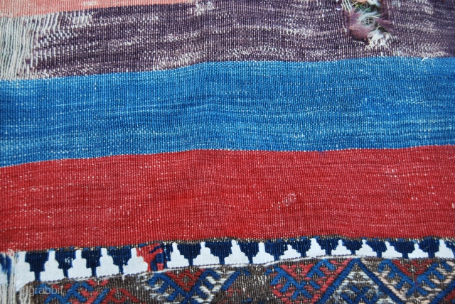 Malatya open cuval fragment - cm 196x88 -late 19th century -  wool & cotton - great natural dyes - madder red, deep indigo blue, light indigo blue, aubergine, light & strong  ...