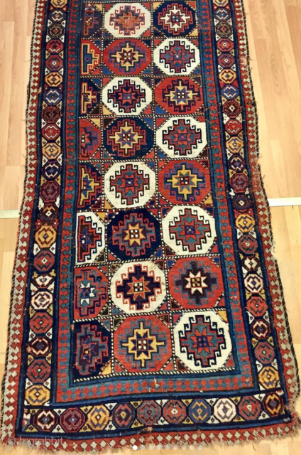 Mogan rug datable 1840/1850 or before. Have not seen such a rug for long time. Really a wonder. Available. Not cheap, but not expensive. Restoration project studied. Serious offers welcome.   