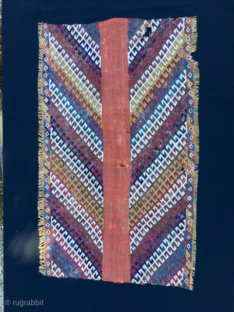 Graphics Killer. Colors. Age. Anatolian cuval fragment with a terrific graphics. Second half 19th century. Cm 80x120 ca. Lovely natural saturated colors. Great pattern. Great fragment. Not mounted. Probably better than a  ...