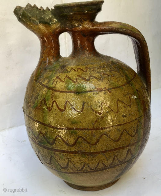 Southern Balkans. The triangle of Northern Greece, Western Turkey and Southern Bulgaria. This old jar or ewer is a great piece of Balkan art. Reminds me of Canakkale and also Kinik pieces.  ...