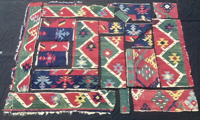 SARKOY KILIM FRAGMENTS
20 or so Sarkoy kilim fragments
Mid 19th century, but probably older
Ottoman Balkan region
Fantastic natural dyes
Great patterns
Fragments from one or different kilims
Out a German collection
Now available
Offers welcome
Paypal accepted
Please email carlokocman@gmail.com  