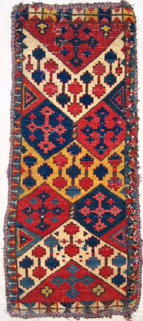 Kyrgyz chavadan or Uzbek napramach, showing ikat inspired design. 
82 x 35 cm. These pieces are rare and were subject of a lively discussion on Turkotek many years ago. http://www.turkotek.com/misc_00028/kungrad.htm

igo.licht@gmail.com   