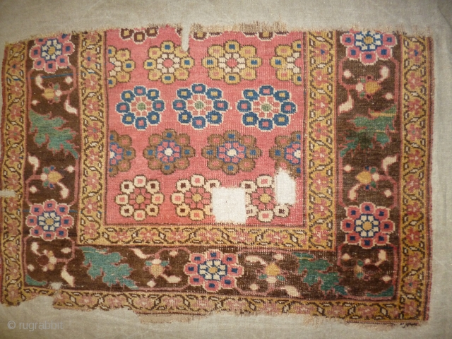 Persian Bidjar fragment XIX th.century cm.70x98 mounted on cotton fabric.                       