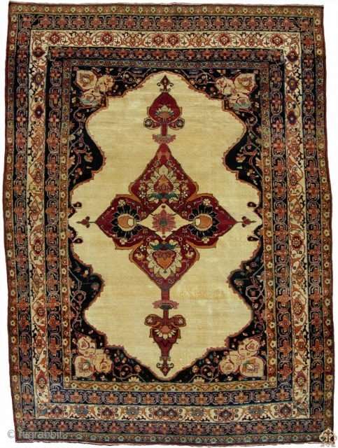 Kerman open field rug, 4-8" x 6-3" Circa 1870 good but not mint condition
this one is older than most one will see           