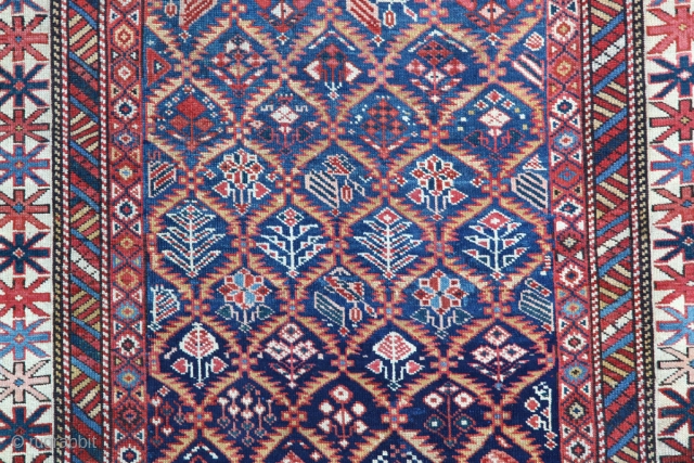 Shirvan from Late 19th C. It has a nice abrashed sky blue field.                    