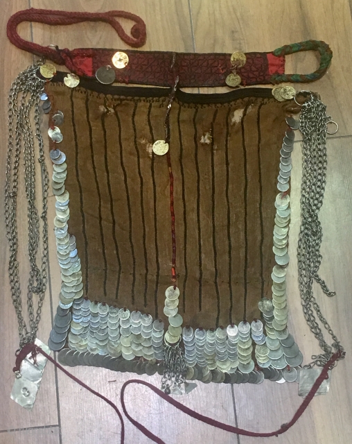 Palestinian veil with old coins and embroidery                          