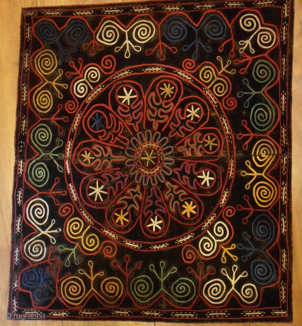 Kirghiz embroidery.size 64 x 75 cm silk on silk velvet.                       