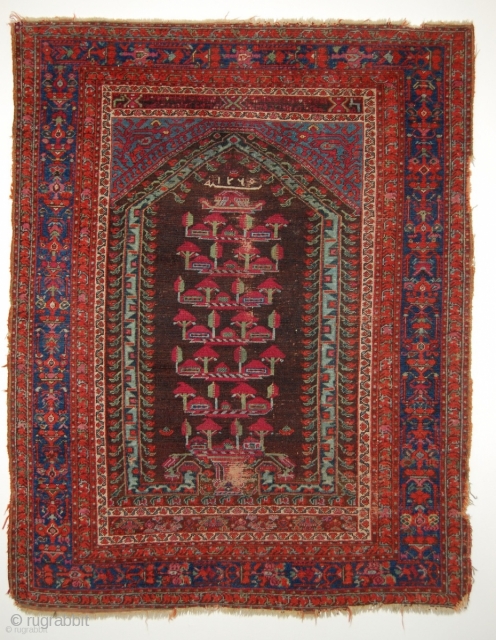 Dated 1260 West Anatolian Kula rug with organic dyes, the rug is about 174 years old, has minor wears, as pictures shown. the dimension of this rug is 55x42 inches   