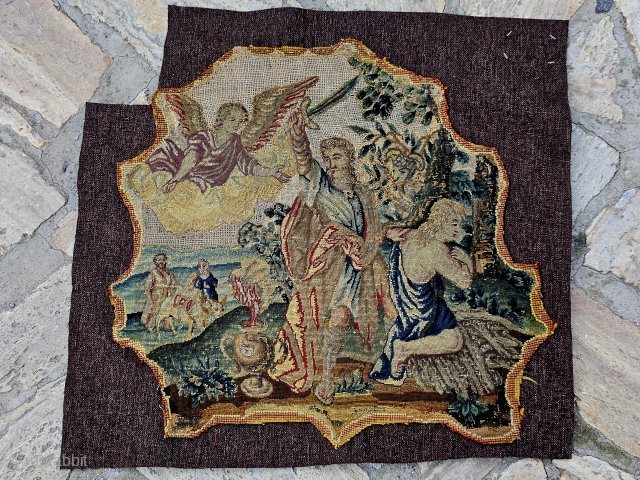 Antique French tapestry fragment
probably 17th century
.sewn into fabric.
Size:72x40 cm
                        