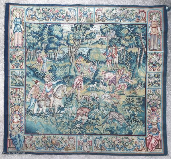 Aubusson tapestry, woven in the 19th century, in the style of tapestries from the end of the 17th century. We have a quote of 700 $ for a complete restoration. Very rare.

Origin  ...