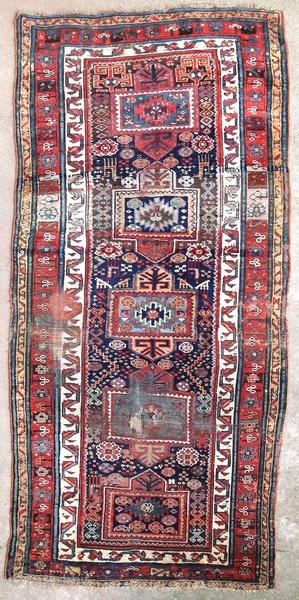 Old Kurdish tribal rug, around 1900.

Origin : Kurdistan
Period : around 1900
Size : 250 x 115 cm
Material : wool on wool
Wear and holes
Vegetable dyes
Handwoven

This rug has been cleaned by a professional.

✦ Price and  ...