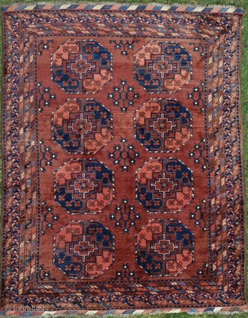 Antique Ersari rug, 168x214cm, warm, glowing colours, full pile, shiny wool, all endings intact, gently washed is looking for a new home.
If you want to contact me please use this email address:  ...