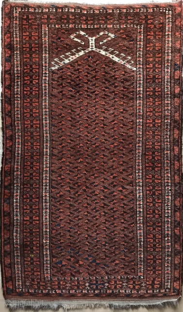 Antique Ersari prayer rug, 117x70 cm, all good colours, shiny wool, goat hair warps, all endings original, no repairs, good pile.            