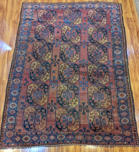 Beatiful Ersari. Natural colours. Last quarter of XIX century or maybe first quarter of XX century. Beautiful tones. Great border. Very good conditions with some barely visible, old repairs (see pics). 
Size  ...