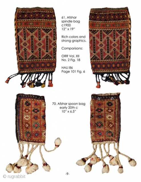 Afshar spindle & spoon bags                            