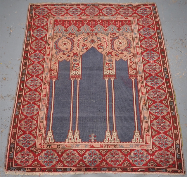 Antique reproduction of a 17th century 'Transylvanian' column prayer rug. www.knightsantiques.co.uk 
Size: 5ft 1in x 4ft 1in (154 x 125cm).
Circa 1920.

This rug is an excellent reproduction of the well-known and sought after  ...