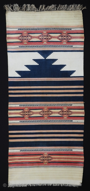 Antique Syrian prayer kilim from the ancient city of Aleppo. www.knightsantiques.co.uk 
Size: 4ft 3in x 1ft 10in (130 x 57cm).
Late 19th century.

This stunning kilim is very finely woven in wool with the  ...