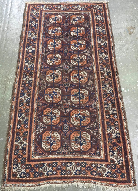 Size: 7ft 8in x 3ft 11in (234 x 120cm).

Antique Baluch rug, by the Mahdad Khani tribe of the Ferdows region of Eastern Persia.

Circa 1890.

A good Baluch rug with one of the less  ...