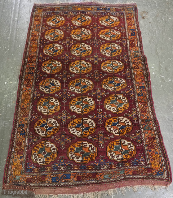 Size: 7ft 7in x 4ft 9in (230 x 145cm).

Antique Quchan Kurd rug with Turkmen style gul design.

Circa 1900/20.

This is an interesting example of a relatively small group of rugs woven by the  ...