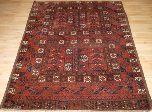 Antique Ersari Turkmen ensi of traditional design with excellent colour. www.knightsantiques.co.uk 

Circa 1890.

Ensi were door hangings used to cover the entrance to a yurt. 

This example is woven with the traditional Ersari  ...