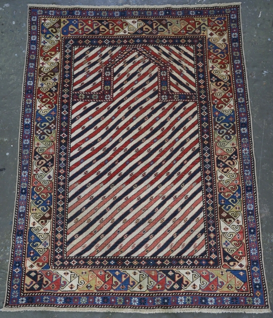 Exceptional Shirvan prayer rug with stripe design, 2nd half 19th century.
www.knightsantiques.co.uk
                      