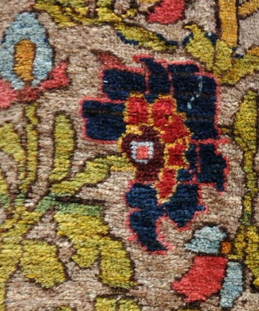 Antique wool wefted Bijar Wagireh, very small and cutesy with great wool and pretty all organic dyes. Small reweave one corner otherwise full pile. VERY friendly price! Late 19th century.   