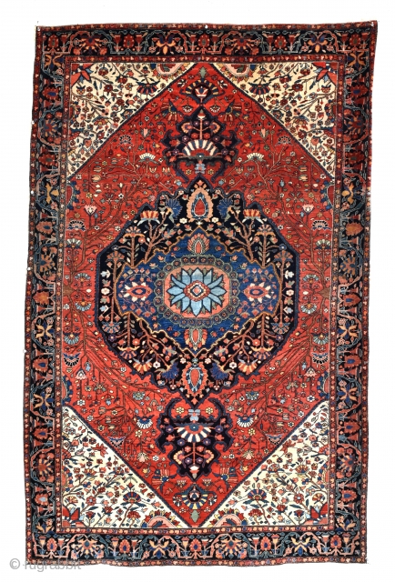 A very fine little Sarouk Ferahan rug with good age in excellent original condition. 204x104cm Circa 1900.                