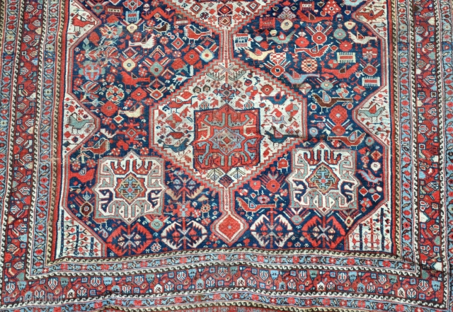 Antique Khamseh, a bit low but funky with good dyes and age. 19th Century.                   