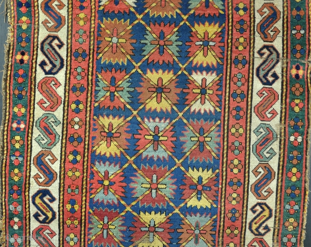 An antique Kuba runner, good pile, but filthy with some losses etc, easily fixed. Late  19th century               