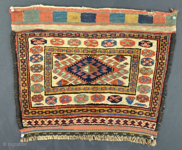 A fine antique Veramin area Kurd bag with good dyes and thick glossy pile. 19th century. go to www.haliden.com for the best selection of old rugs in the UK. Trade enquiries welcome. 