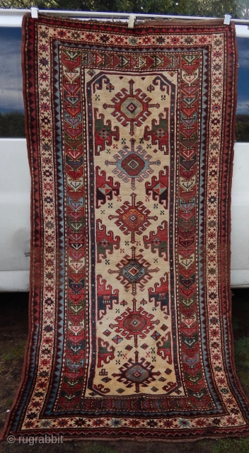 Antique Armenian Kaarabagh  --  19th century  --  47 1/2"  x  103" -- Perfect pile with No Restoration and all good dyes.
Please contact me through my email:  ...