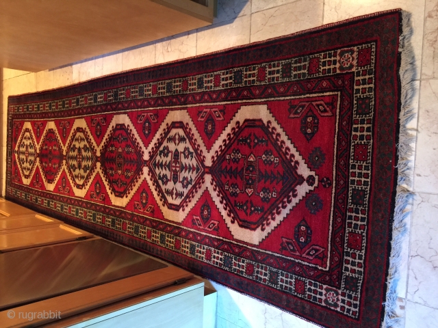 This is a magnificent original 20th century handmade Persian Carpet. Would be perfect for a hallway or a staircase. Dimensions are 134"x39". Fantastic, vibrant colors, some synthetic. Cash only for in-person pickup  ...