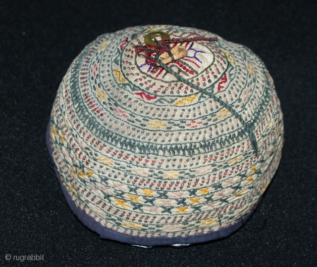 The beautiful 19th cent Uzbek hat, excellent colours, and stitches. Very rare Uzbek hat. More information please mail me.              