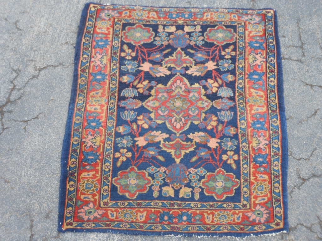 Persian Sarouk, 2-6 x 2-11 (.76 x .89), circa 1930, very good condition, thick pile, fine weave, original edges and ends, ends overcast, I washed this rug.      