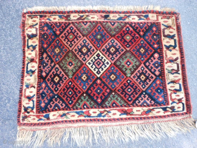 Persian Jaf Kurd bag face, late 19th century, 1-8 x 2-4 (.51 x .71), very good condition, original ends and edges, full pile, rug was hand washed, plus shipping.    