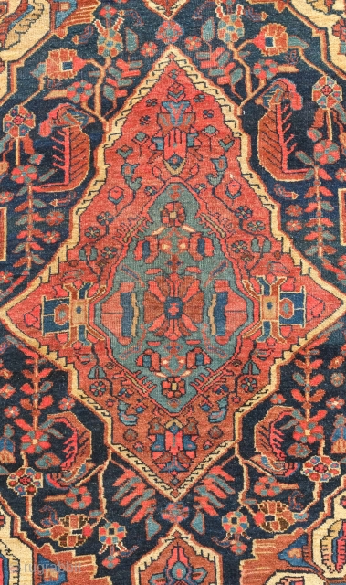 Bijar rug, late 19th century. This is a village rug with a tribal feel. Excellent border. 120 x 190 cm             