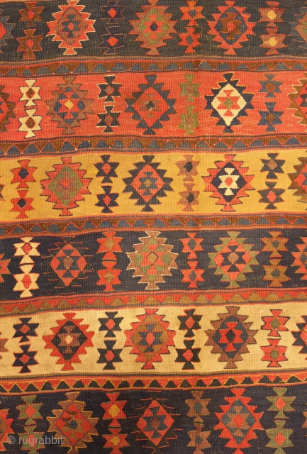 Bijar Kilim, 19th century.  Fantastic saturated all natural colors. Great condition. 163 x 269 cm                 