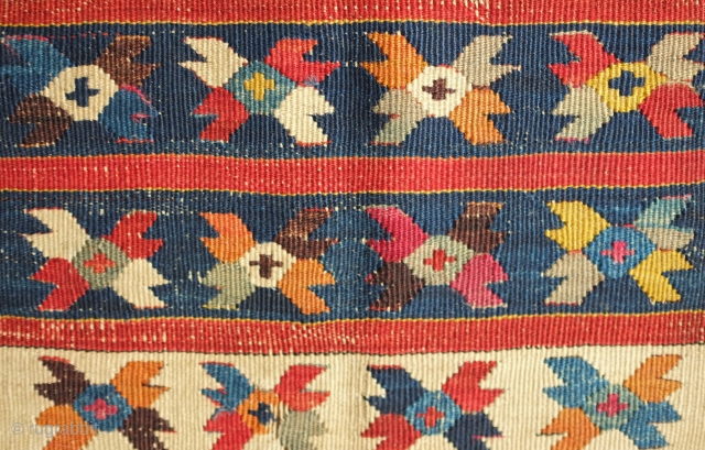 Karakoyunlu kilim, 19th century. Animal pelt layout. At least nine colors. 92 x 140 cm. Contact danauger@tribalgardenrugs.com                