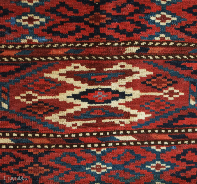 Yomut Turkmen rug, early 20th century.  This weave on this kilim design rug is exceptional and so is the wool. Good colors and dated to 1905 according to the inscription. Excellent  ...