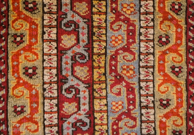 Kirsehir Yastik Face, Late 19th century.  Wonderful shawl design.  Tiny touches of fuchsin which apear as grey tones in the center of some of the small floral motifs. Otherwise, all  ...